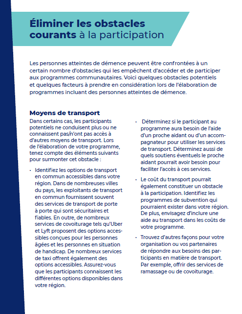 Addressing Common Barriers to Participation (Dementia Inclusion in Family Programming) - Tipsheet