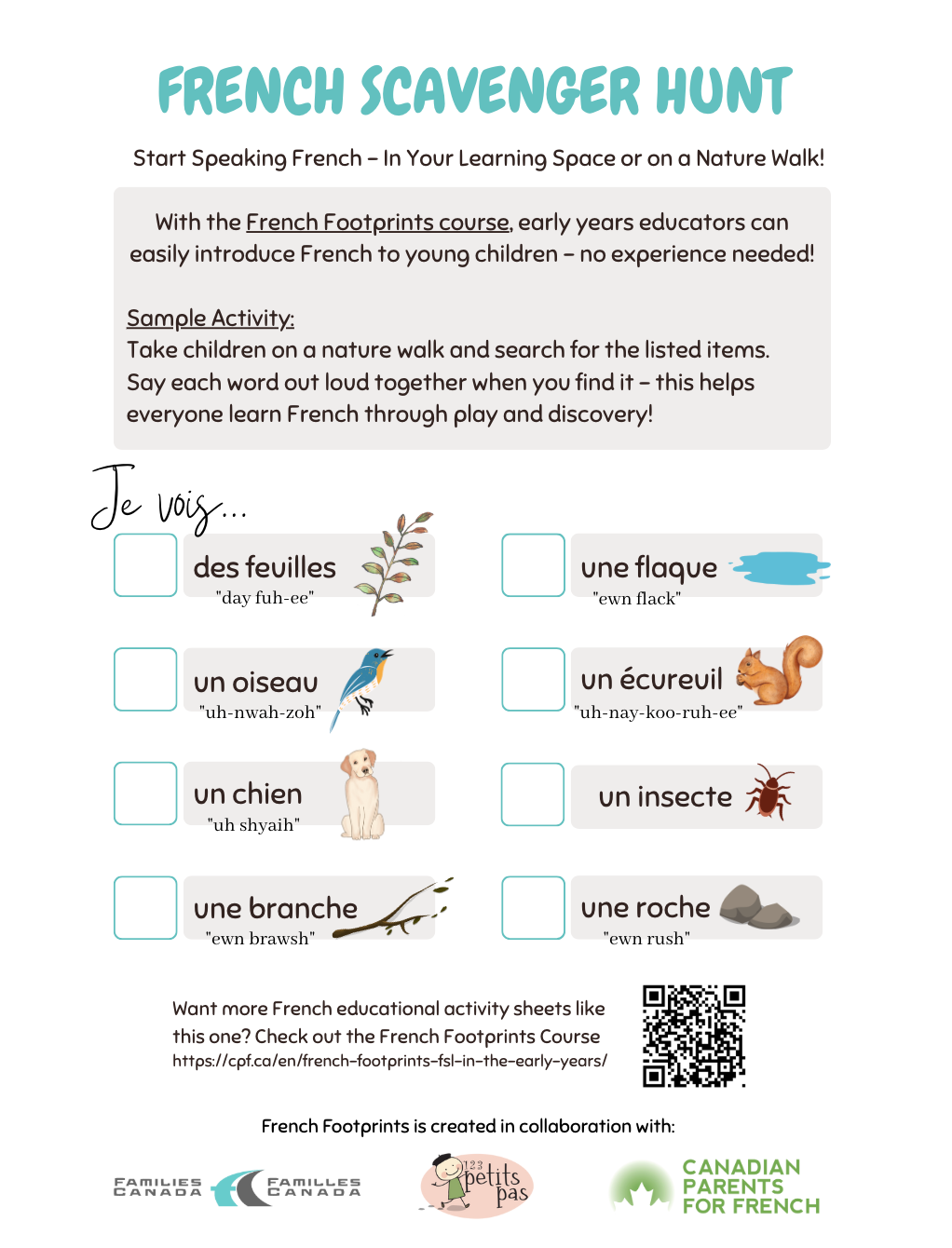 French Footprints Scavenger Hunt