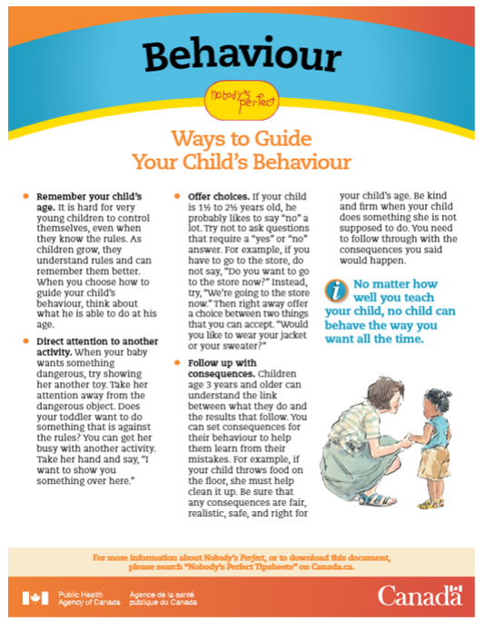 Nobody’s Perfect Tip Sheets - Behaviour: Ways to Guide Your Child's Behaviour