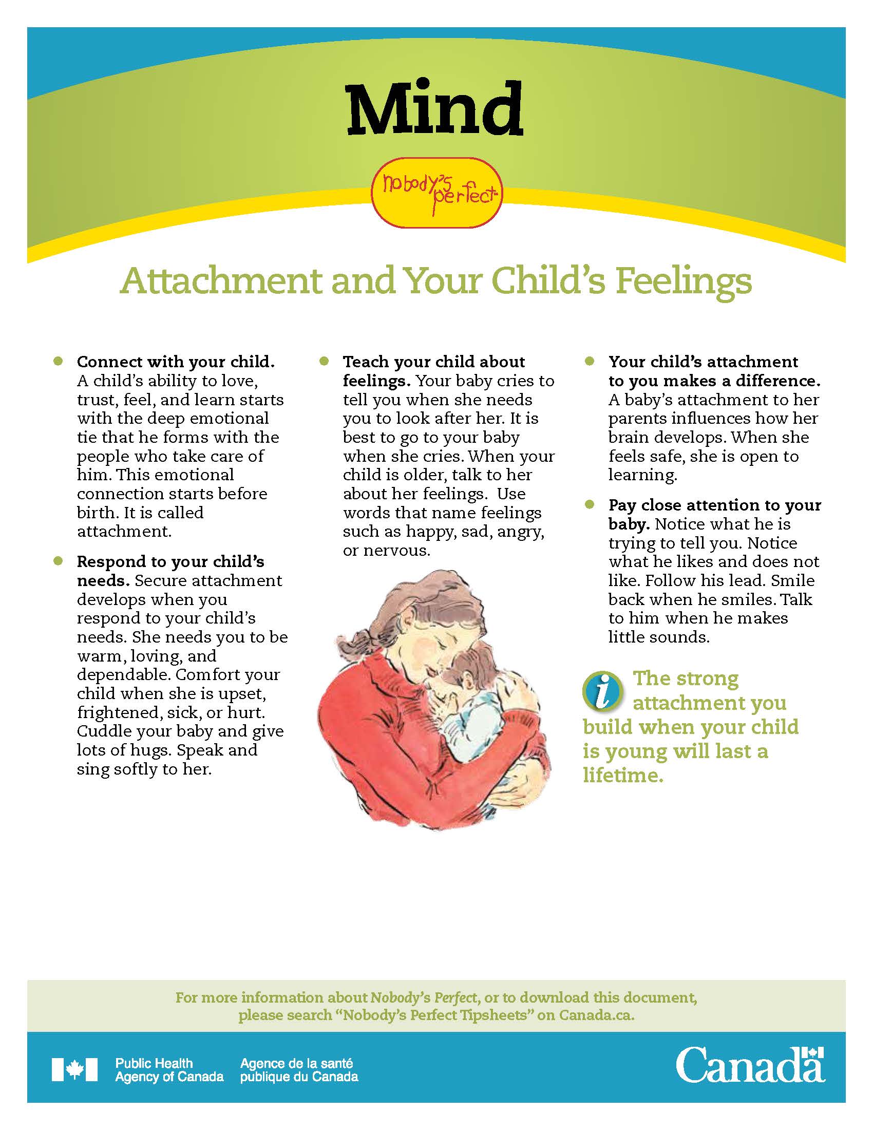Nobody's Perfect Tip Sheets~Parents~Your Feelings After Your Baby is Born  #nobodysperfect #maternalmentalhealth #babyandme #perinatalmentalhealth  #babyblues #bondingwithbaby - EarlyON Child and Family Centres -  Collingwood & Alliston