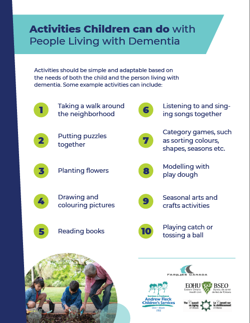 Activities Children Can Do with People Living with Dementia - Tipsheet