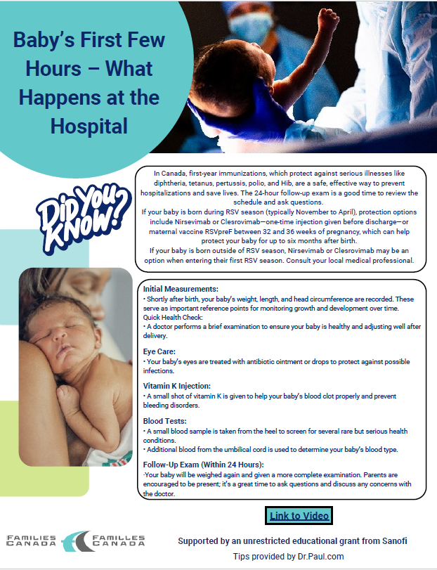 Baby's First Hours Tip Sheet: What Happens at the Hospital