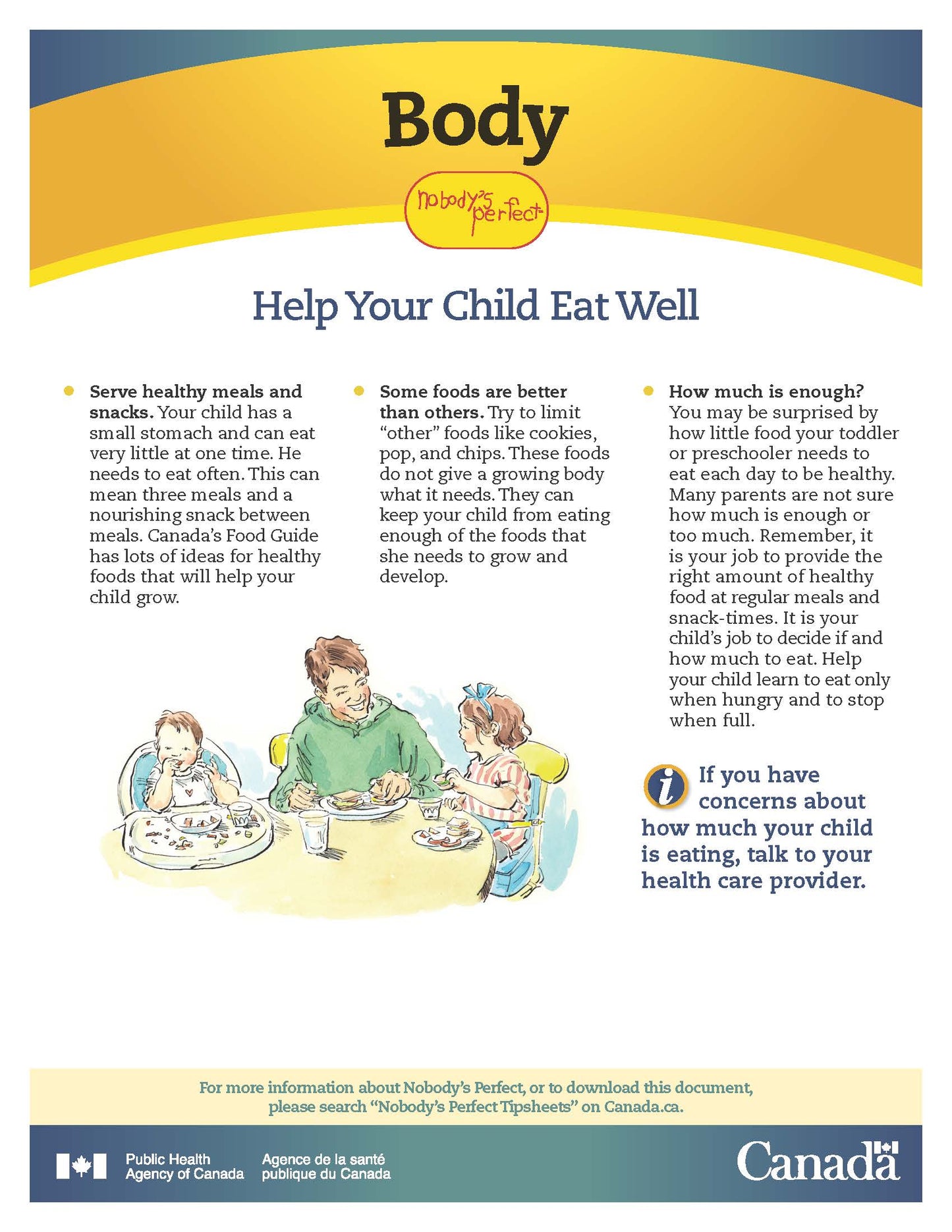 Nobody’s Perfect Tip Sheets - Body: Help Your Child Eat Well