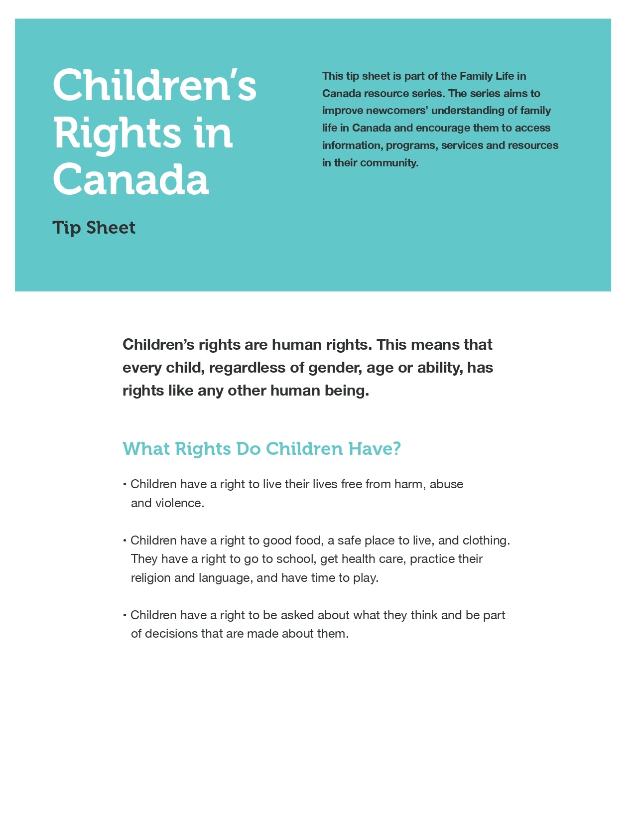 Children’s Rights in Canada – Families Canada