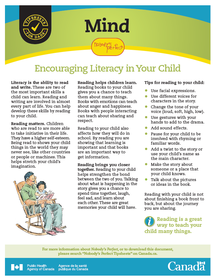 Nobody’s Perfect Father’s Tip Sheet - Mind: Encouraging Literacy in Your Child