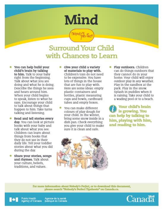 Nobody’s Perfect Tip Sheets - Mind: Surround Your Child with Chances to Learn