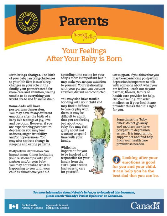 Nobody’s Perfect Father’s Tip Sheet - Parents: Your Feelings After Your Baby is Born (Dad)