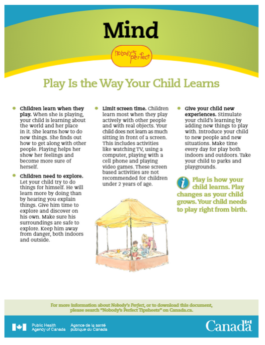 Nobody’s Perfect Tip Sheets - Mind: Play Is the Way Your Child Learns