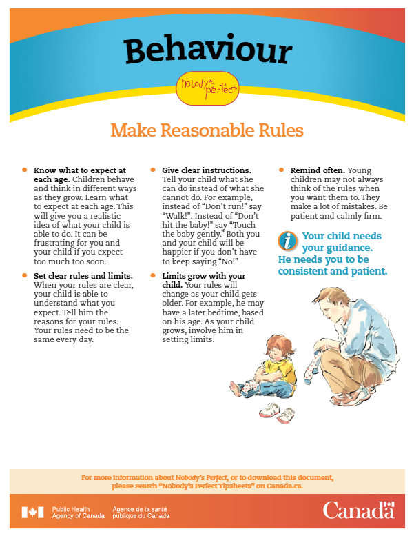 Nobody’s Perfect Tip Sheets - Behaviour: Make Reasonable Rules