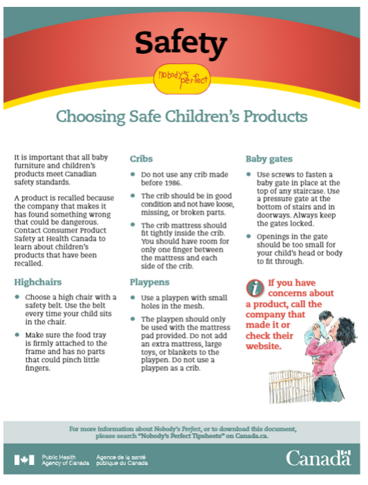 Nobody’s Perfect Tip Sheets - Safety: Choosing Safe Children's Products