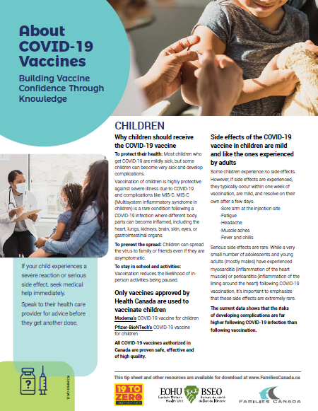 Vaccination for Children - Vaccine Tip Sheet