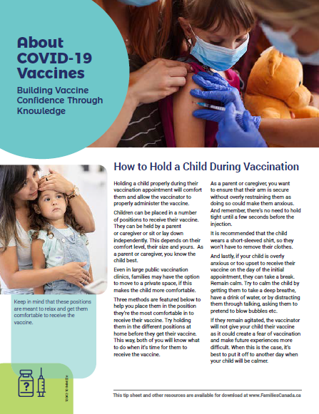 How to Hold a Child During Vaccination - Vaccine Tip Sheet