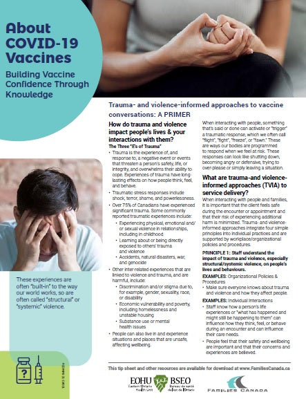 Trauma- and violence-informed approaches to vaccine conversations - Vaccine Tip Sheet